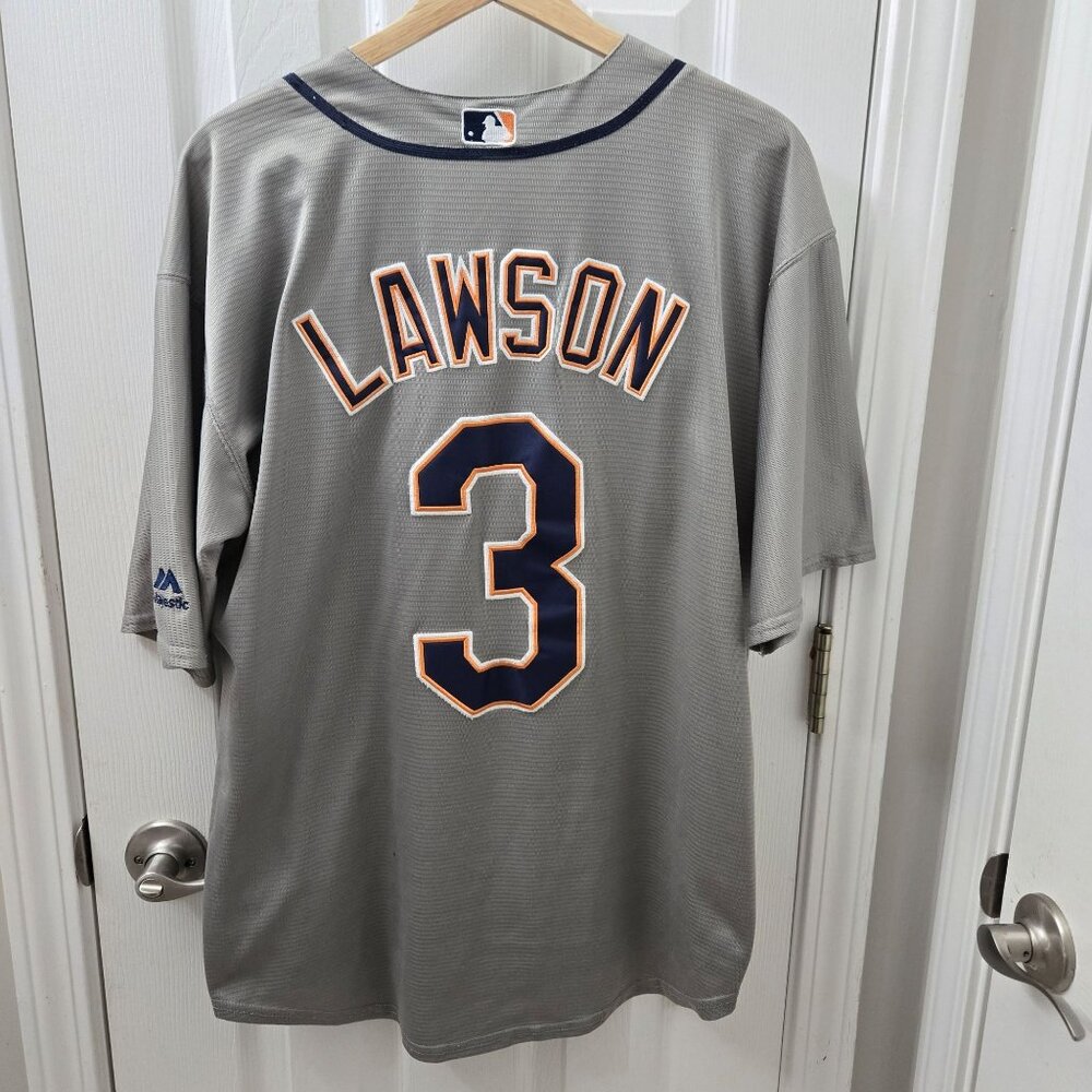 Majestic Detroit Lions Baseball Jersey #3 Lawson Men's Medium MLB Gray Coolbase
